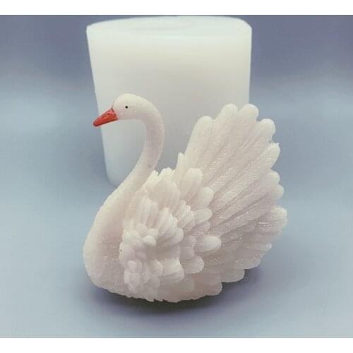 Simulation Swan Candle Silicone Mold Soap 3D Cake Mold Cupcake Jelly Chocolate Decor Baking Tool Aromatherapy Candle Mould