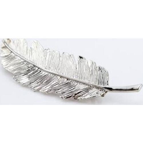 Fashion Women Leaf Feather Hair Clip Hairpin Barrette Bobby Pin Hair Clip Gold/Silver