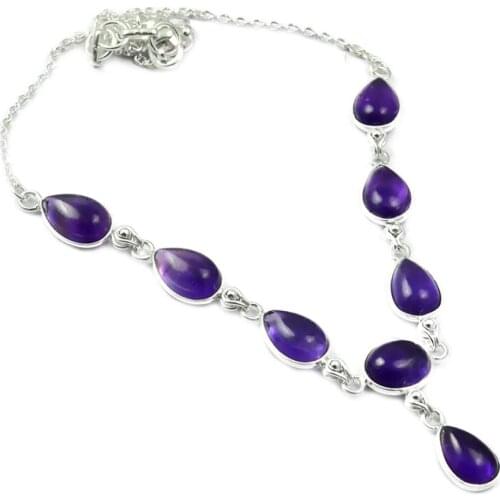 NiaoZaiFei YunZaiKan Amethyst Necklace 925 Sterling Silver, 46 cm, MHBNE0086