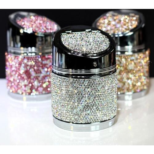 Portable Multifunction Diamond Home With Lid Ashtray For Car Auto Accessories Decoration
