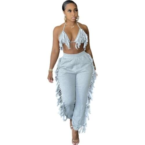 Ribbed Women 2 Pieces V Neck Bra Leggings Set Crop Top Matching Co Ords 2021 Summer Autumn Clothes Sporty Tracksuit Club