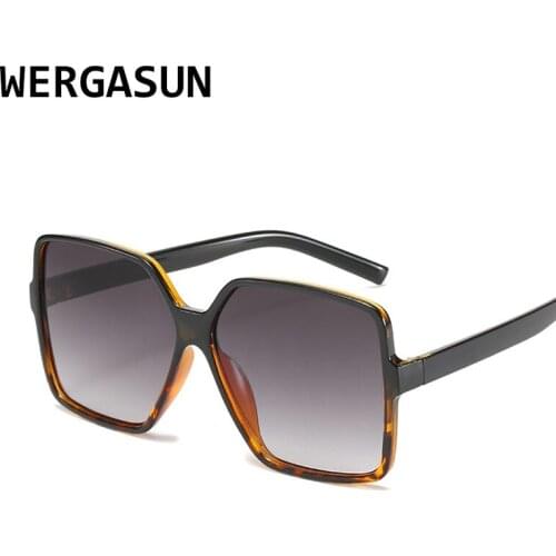 WERGASUN Luxury Square Sunglasses Women Brand Designer Retro Frame Big Sun Glasses Female Vintage Gradient Male Oculos Feminino