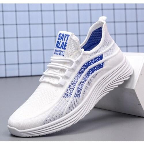 Sports casual mens shoes flying shoes spring autumn breathable lightweight soft shoes trend comfortable white shoes H309