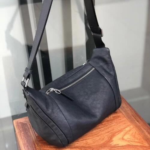 Genuine Cowhide Leather Messenger Bags Youth Soft Calfskin Mini Crossbody for Men Casual Top Quality Chic Black Bags