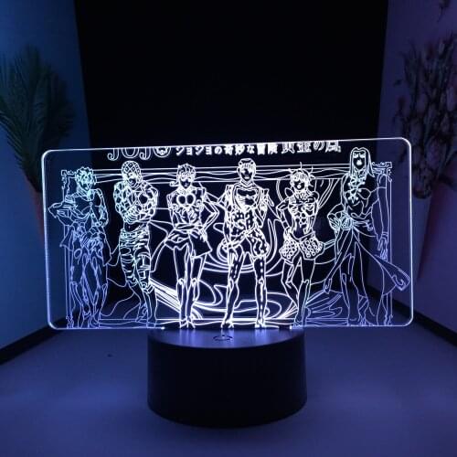 Japanese Anime Character Gathering 3D LED Lamp Visual Illusion Black Base USB Charging Home Decor for Festival Birthday Gifts