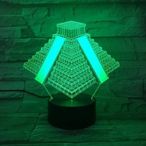 Projector Night Light LED 3D Mayan Pyramid Table Lamp Bedside Nightlight Room Atmosphere Decor Kids Gift Smart Phone Control