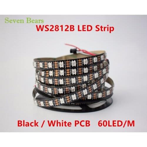 5m led strip WS2812B Smart led pixel strip,Black/White PCB,60 leds/m WS2811 IC; 60 pixels/M,IP20 DC5V