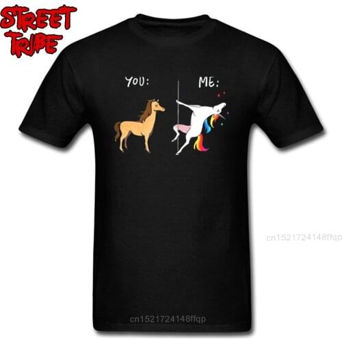 Funny T-shirt Awesome Mens T Shirts Me Unicorn You Horse Tshirt Hip Hop Pole Dancing Adult Tshirt Wholesale Street Tops Tees