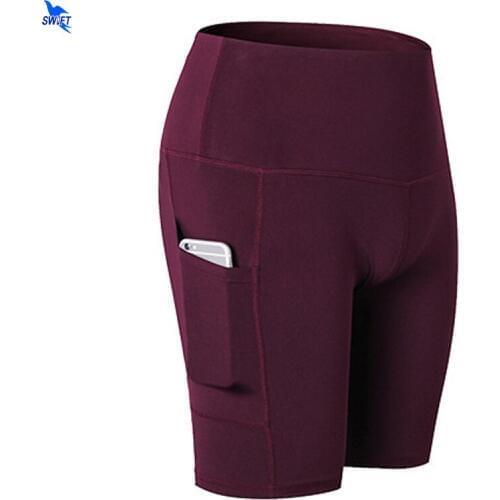 2020 Women Compression Quick Dry Sports Yoga Shorts With Pockets High Waist Elastic Leggings Running Jogging Gym Fitness Tights