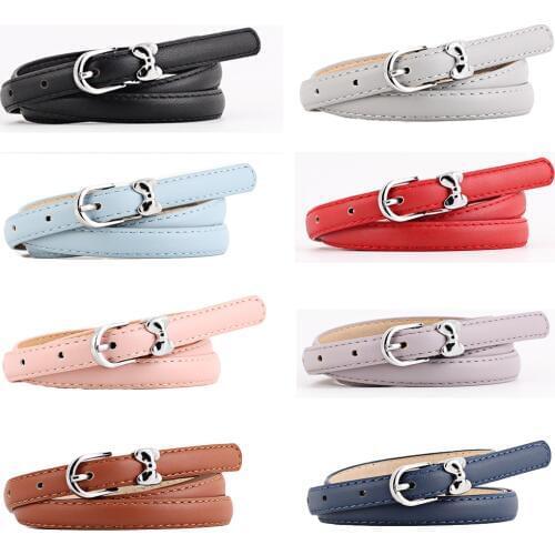 Women Lady Girl Skinny Pin Buckle Bow Faux Leather Belt Dress Jeans Waistband BLTYN0503