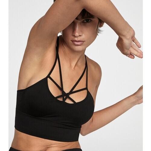 Woman Sports Bra Padded Gym High Impact Support Training Solid Yoga Top Push Up Running Underwear Sports Vest Tank Tops Black