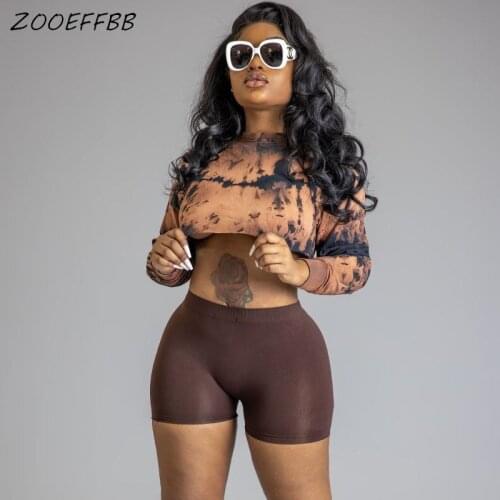 ZOOEFFBB Two Piece Set for Women Tracksuit Summer Clothes Fitness Crop Top Biker Shorts Sweatsuit Lounge Outfits Matching Sets