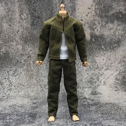 1/12 Scale Male Soldier Jacket Pants Vest Suit Set Work Clothes Model for 6in Action Figure Toys