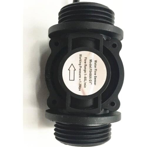 FS400A G1"Rate 1~60 L/Min Water Plastic Hall Flow Sensor Meter liquid Measurement