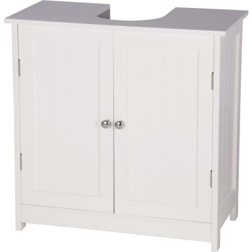1PC 60x60x30cm Under Sink Bathroom Storage Cabinet Unit Wooden Washbasin Floor Cupboard White with 2 Doors MDF Shelves