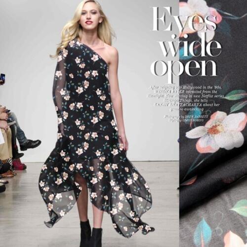 100% Pure Print Silk Chiffon Fabric 8mm Width 53"135cm Soft Natural Silk Chiffon Fabric For Woman Dress Shirt Sawing Meterial 72