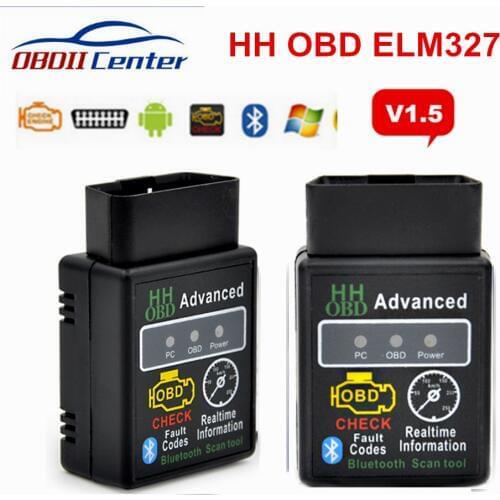 2018 Elm327 Bluetooth OBD2 V1.5 Car Diagnostic Interface ELM 327 1.5 HH OBD OBDII Scanner Fault Code Reader 9 OBD2 Protocols