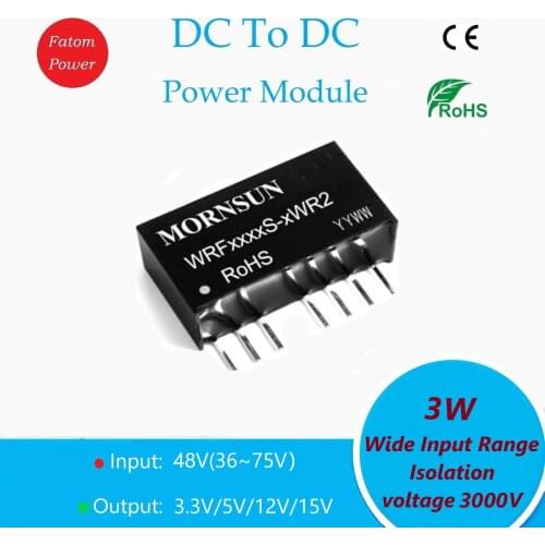 3W SIP Wide Input Range DC36V~75V To DC3.3V 5V 12V 15V Step-Up Power Converter Chip Step Down IC Isolated Voltage 3000V