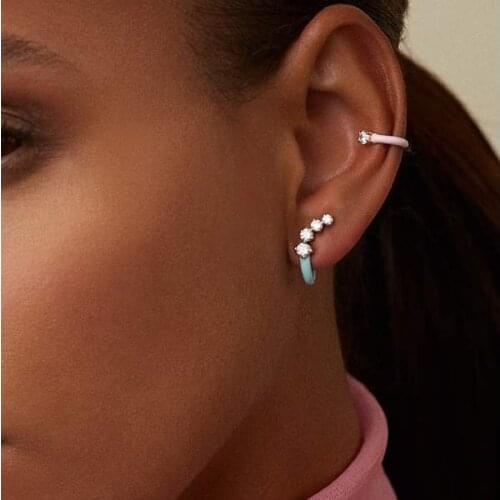 5 Colors Pastel Enamel Fashion Girl Women Jewelry Geometric J Shaped Bar Colorful Summer Stud Earring