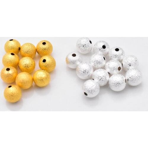 8mm 50pcs/lot Silver and Gold Colors Frosted Copper Beads Loose Beads DIY Accessories Bracelet Beaded Jewelry Waterial