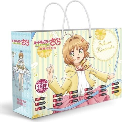 30CM Boxed Anime Cardcaptor Sakura lucky gift bag collection toy include postcard poster badge stickers bookmark sleeves gift