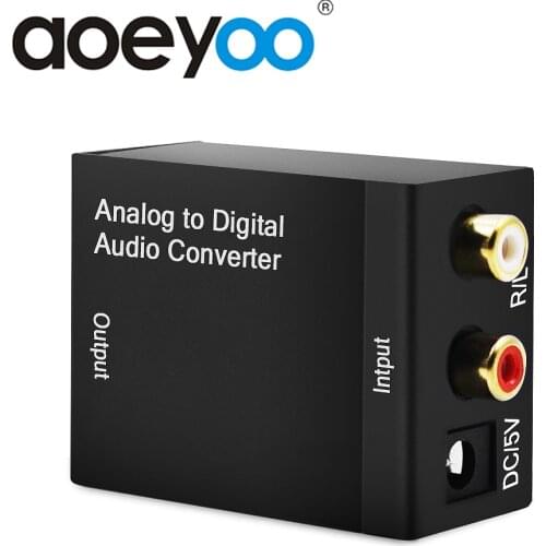 AOEYOO Analog to Digital Audio TV Converter Coaxial to Optical Toslink Spdif Audio Adapter RCA L/R 3.5mm with Optical Cable