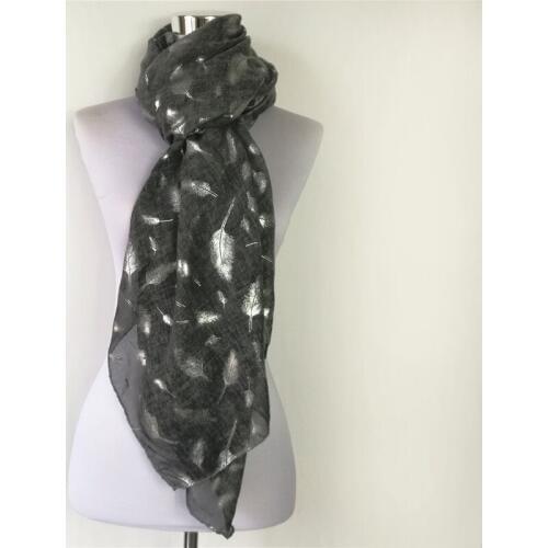 Free Shipping New spring silk scarves shawl long soft cotton autumn warm elegant feather scarf female Womens Hot silver scarves