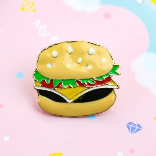 Fast Food Enamel Pin Hamburger Badge Brooch Lapel Denim Coat Jeans Shirt Bag Cartoon Backpack Kids Advertising Jewelry Gift
