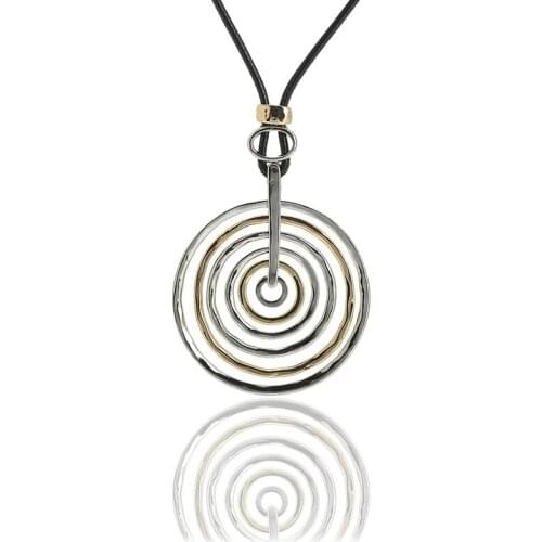 ELOHYI Long Necklace Multilevel Double Plated Vintage Statement Geometric Pendants Women Fashion Jewelry Mujer Kolye Jewelry