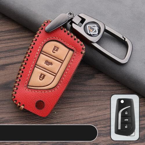 Hot Sale Top Layer Leather Car Key Case Cover For Toyota Auris Corolla Avensis Verso Yaris Aygo Scion TC IM 2015 2016 Accessorie