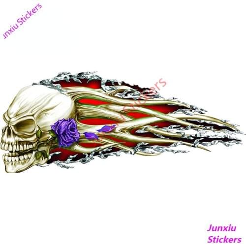 Hellion Tear Skull Fire Rose Scratch Stripe Torn Metal Creative Car Stickers for SUV Camper Trunk Decal Fine Decor PVC13x5cm