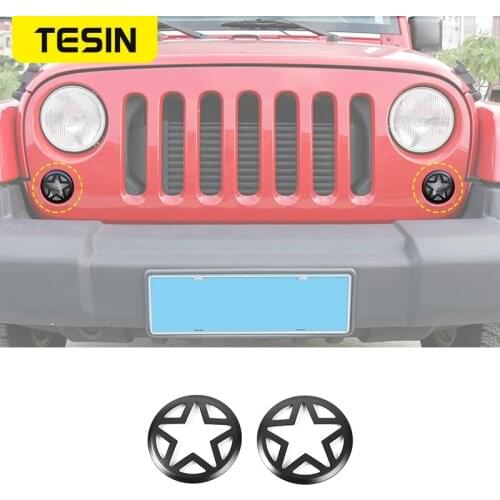 TESIN Car Lamp Hoods for Jeep Wrangler JK Aluminum Alloy Front Turning Signal Light Cover Sticker for Jeep JK Wrangler 2007-2017
