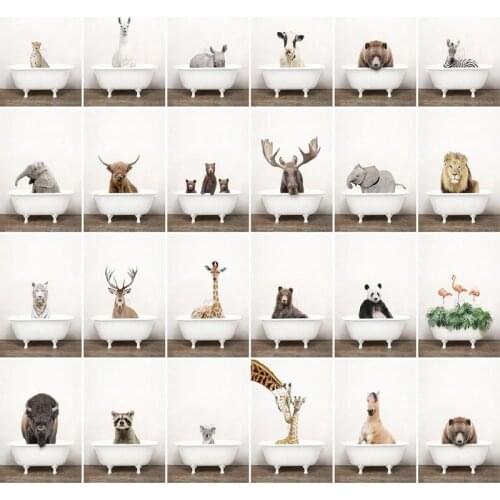 GATYZTORY DIY Painting By Numbers Animals in the bathtub Paint By Numbers For Adult Animals Frameless Canvas Painting Unique Gif