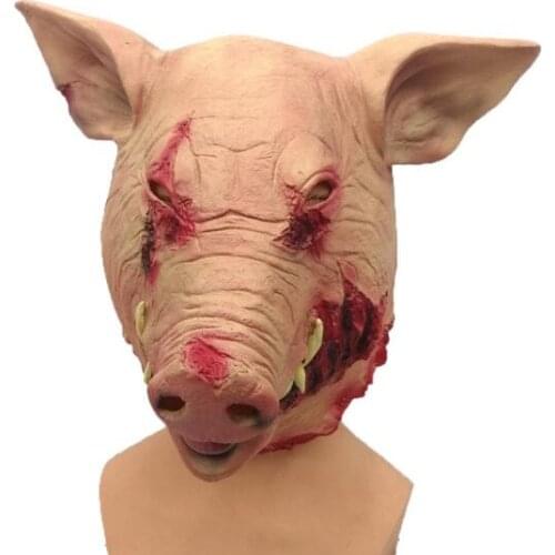 Latex Pig Head Mask Halloween Horror Mask Masquerade Novelty Animal Scary Cosplay Costume Festival Supplies Mask Unisex Gifts