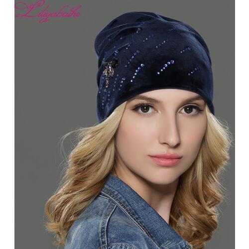 LILIYABAIHE Women Autumn And Winter Hat Ladies Cat Girls Hats For Women Skullies Beanies Fluff Caps Touca new style Caps