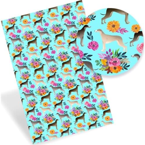 Faux Leather Sheets Cartoon Dogs Printed Synthetic Leather Fabric Bow-knot Bags Wallet Earring Phone Case Scrapbook DIY 22*30cm