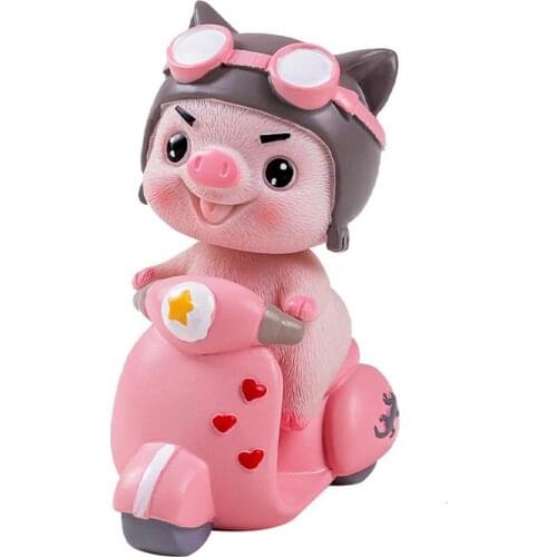 Lovely Cat Resin Decor Motorcycle Riding Multi-color Hat Wearing Resin Bear Dog Pig Desktop Ornaments Home Decor Gift0