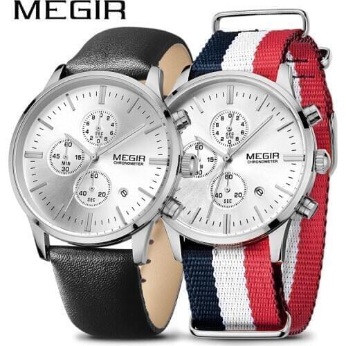 MEGIR Mens Sport Watches Fashion Causal Couple Chronograph Watch Man Hour Set Quartz Wristwatch Reloj Hombre Montre Homme