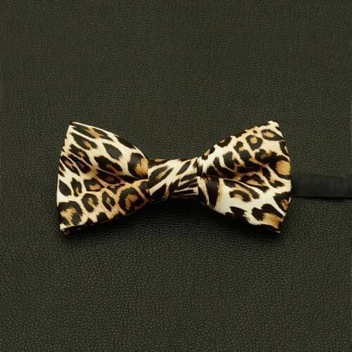 2019 High Quality New Style Brand Fashion PU Leather Bow Ties for Men Leopard Striped Wedding Butterfly Men Bowtie with Gift Box