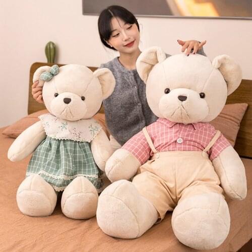 New Kawaii Girl Boy Lovers Bear Plush Toys Pillow Cushion Stuffed Cloth Teddy Doll Kids Birthday Gift Wedding Room Decoration