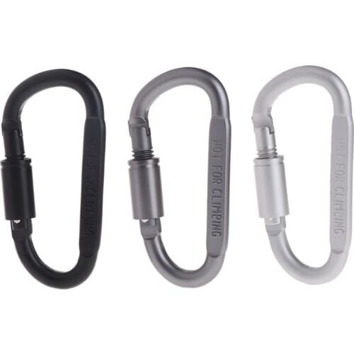 New D Shaped Camping Carabiner Aluminum Alloy Locking Hook Ring Key Climbing Tools