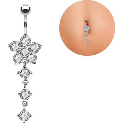 New belly button flower Amazon hot new creative and exquisite zircon navel nail piercing jewelry