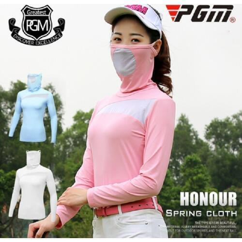 Outdoor Golf Viscose Shirt Pgm Womens Summer Clothing Underwear Golf Sunscreen Uv Ice T-Shirts Long Sleeve Golf Apparel AA60446