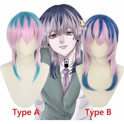 2 TYPES Tokyo Revengers Rindo Haitani Anime Cosplay Wig Tenjiku Pink mix Blue Heat Resistant Synthetic Hair with Wig Cap