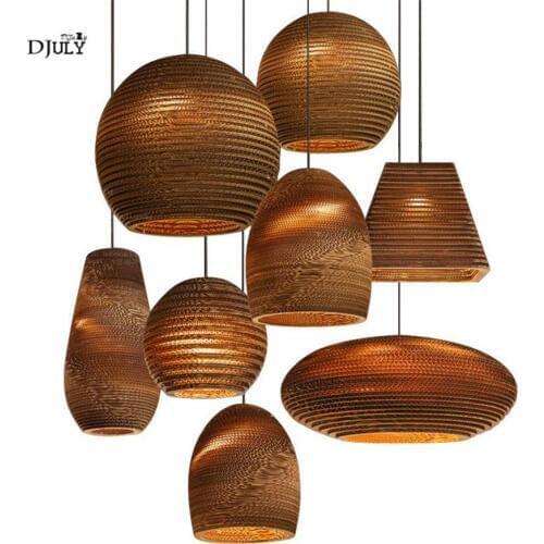 Mediterranean honeycomb corrugated paper pendant lights for dining room coffee store country loft decor hanging lamp led fixture