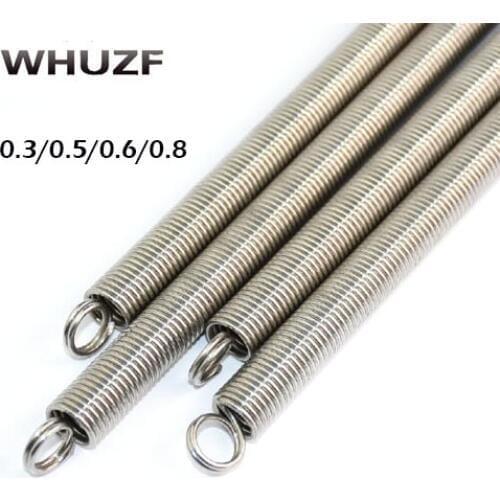 Tension spring 2pcs stainless steel extension spring 0.3/0.5/0.6/0.8mm wire diameter x (3-12)mm Spring out diamter 300mm length