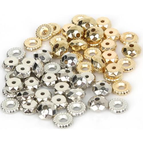 Mixed Beads Gold Silver Color CCB flat Round wheel Spacer Beads Loose Beads Jewelry Findings DIY Beads For Jewelry Making