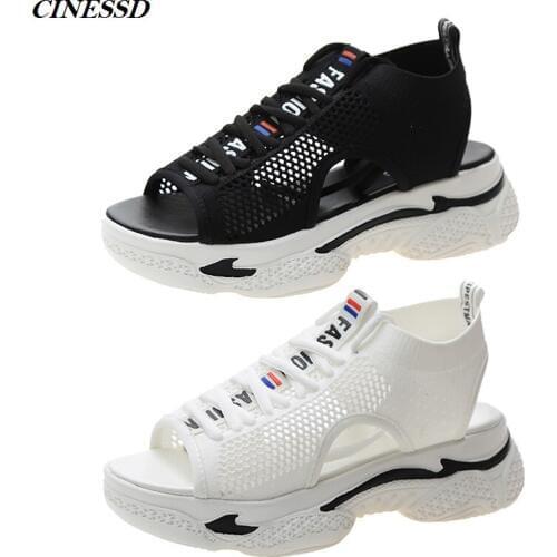 Sports Sandals Womens 2020 Summer New Soft Bottom Casual Running Womens Shoes Flat Bottom Breathable Fly Woven Open-Toed Shoes