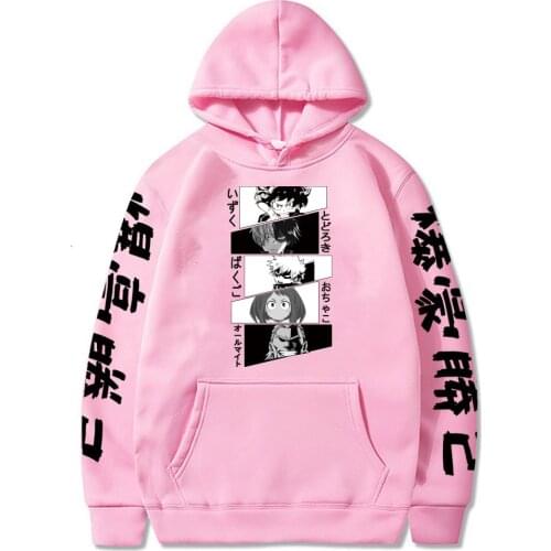 Bakugou Katsuki Bakugo Hoodies My Hero Academia Anime Cosplay Loose 4XL Streetwear Hooded Sweatshirt Unisex Cute Pink Clothes