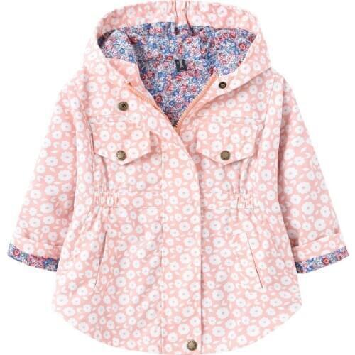 Spring and Autumn Boy Jackets Children Hooded Zipper Windbreaker Baby Flower Print Coat Infant Kids Waterproof Hoodies For Girls